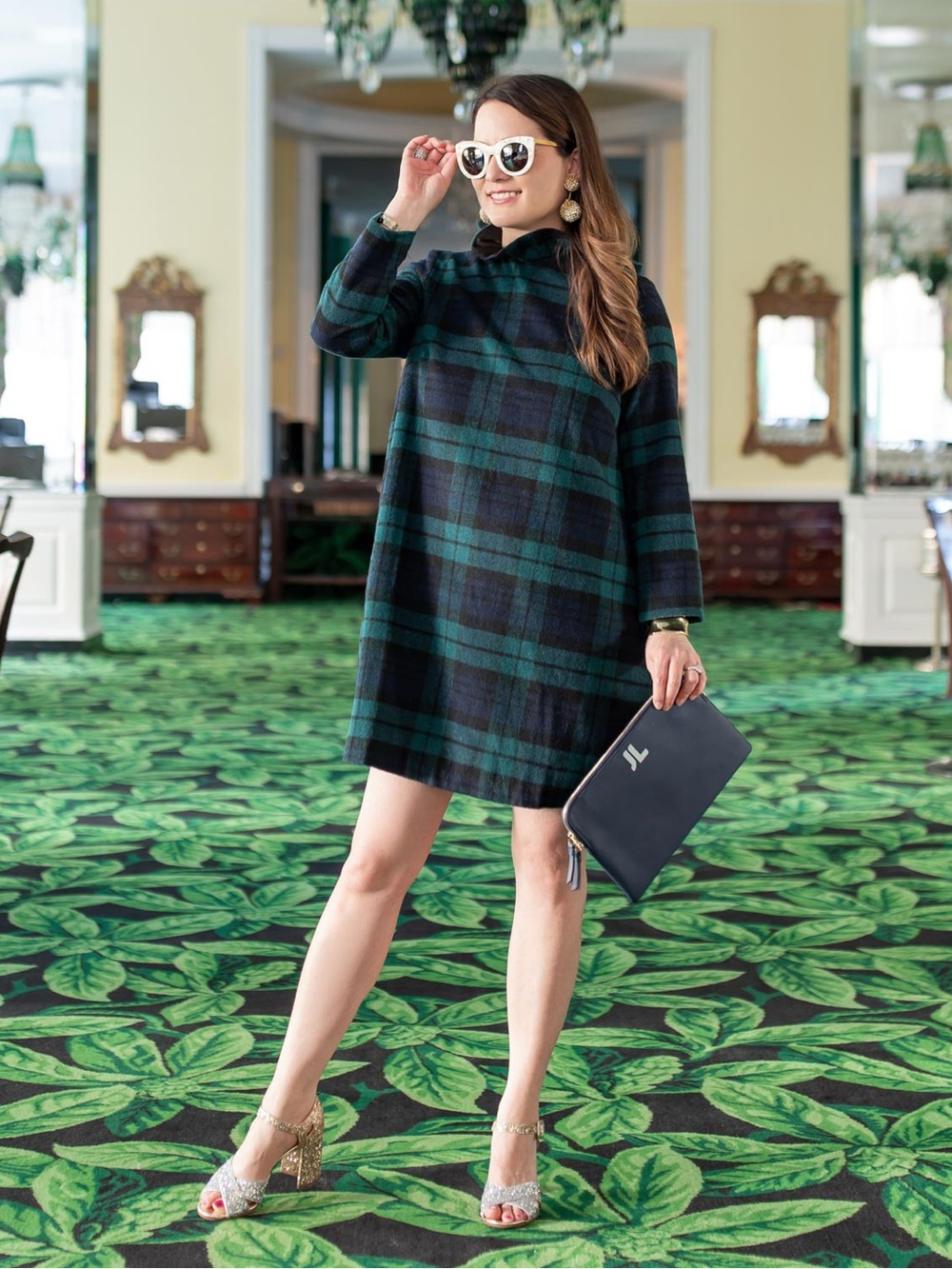 Tuckernuck Daphne Dress in Blackwatch Plaid - Picture 2 of 5